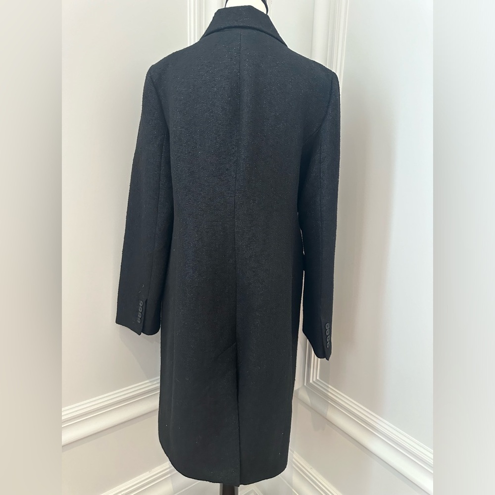 Talbots Black Elegant Wool Blend Shimmery Long Peacoat (Size 12) - Picture 7 of 9